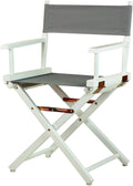 HomeStock Antique 18" Director's Chair Solid Wood Folding Chair with Armrests, Canvas Seat, Compact Foldable Frame, 33.75 x 21.75 x 16 in, 18 in Seat Height, Weighs 10 lb Soft Gray/18-Inch White Fram