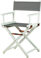 HomeStock Antique 18" Director's Chair Solid Wood Folding Chair with Armrests, Canvas Seat, Compact Foldable Frame, 33.75 x 21.75 x 16 in, 18 in Seat Height, Weighs 10 lb Soft Gray/18-Inch White Fram