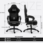 Dowinx Ergonomic Gaming Chair - Breathable Fabric with Gel Pad, Pocket Spring Cushion & Retractable Footrest, Comfortable Gamer Chair with Storage Bag,Deep Black