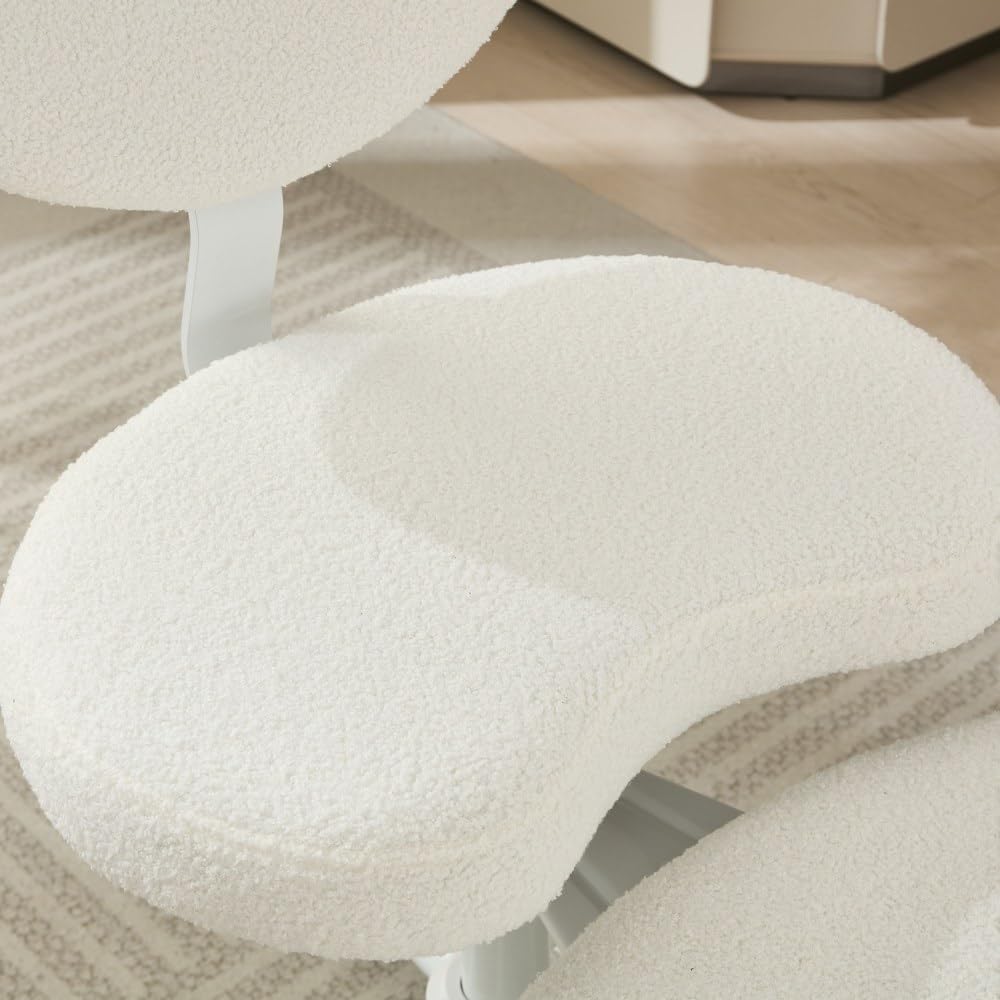 Saiveina Meditation Chair Plus, Cross Legged Chair with Wheels, ADHD Chair, Criss Cross Desk Chair with Lumbar Support and Adjustable Stool, Flexible Design for Fidgety Sitters, Ivory