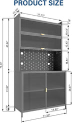 Anwick 73'' Tall Kitchen Pantry Storage Cabinet, Modern Buffet Cabinet with Hutch, BuffetCabinet with Microwave Stand, Kitchen Hutch for Living Room, Dining Room (Grey)