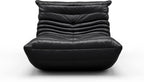 High-end Uncompressed Togo Bean Bag Chair for Adults, Memory Foam Floor Sofa Couch with Soft Fabric, Comfy Fireside Lounge Chair for Living Room, Bedroom, Apartment Microfiber Leather Black