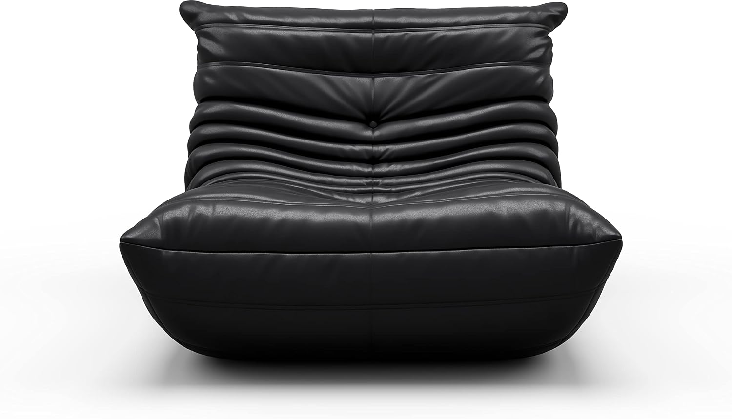 High-end Uncompressed Togo Bean Bag Chair for Adults, Memory Foam Floor Sofa Couch with Soft Fabric, Comfy Fireside Lounge Chair for Living Room, Bedroom, Apartment Microfiber Leather Black