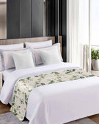 Eucalyptus Leaves Bed Runner Scarf Cal King Size, Spring Summer Botanical Sage Green Rustic Luxury Bed Throw Runners & Scarves for Twin Full Queen King Foot of Bed, Hotel Wedding Decoration, 102"x20"
