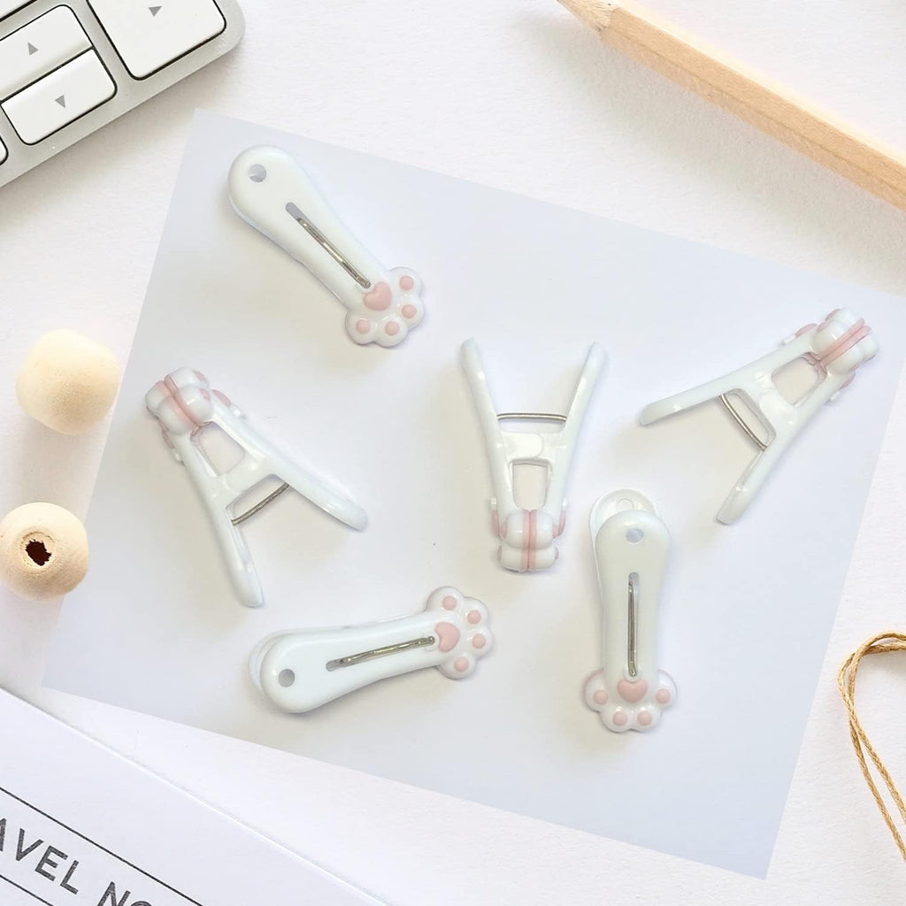 Plastic Clothespins Laundry Clothes Pins-24 Pack (Pink & Gray), Traceless Clothes Pegs, Bag Clips, Food Package Clip, with Cute Cat Claw Pattern
