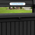 AmaVins 70 Gallon Outdoor Storage Bench Deck Box, Waterproof Lockable, Outdoor Storage Furniture for Patio, Garden, Porch (Black)