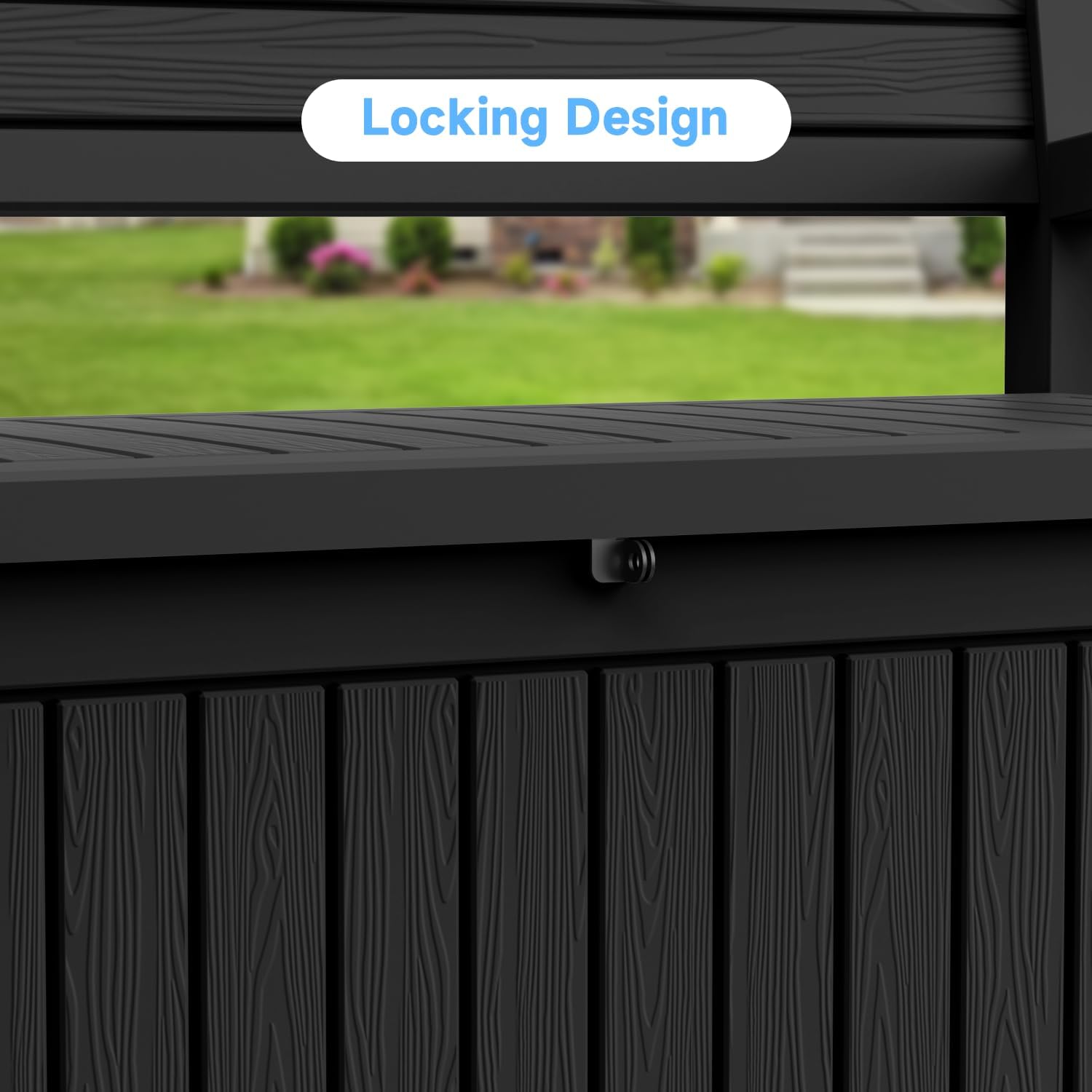 AmaVins 70 Gallon Outdoor Storage Bench Deck Box, Waterproof Lockable, Outdoor Storage Furniture for Patio, Garden, Porch (Black)