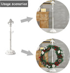 Wreath Stands for Display, Adjustable Wreath Holder Stand, Cast Iron White Retro Wreath Hanger 18" to 26" with Heavy Base, Fleur-De-Lis Tall Floor and Tabletop Christmas Wreath Stands