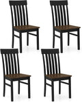 Giantex Wooden Dining Chairs Set of 4, Farmhouse Kitchen Chair with Hollowed Backrests & Rubber Wood Seats, Rustic Wood Side Chairs for Home Living Room Restaurant, Black+Walnut