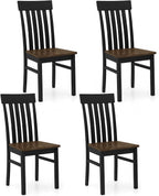 Giantex Wooden Dining Chairs Set of 4, Farmhouse Kitchen Chair with Hollowed Backrests & Rubber Wood Seats, Rustic Wood Side Chairs for Home Living Room Restaurant, Black+Walnut