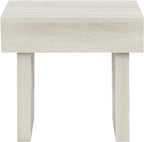 Penau Modern Accent End Table, Contemporary Rectangular Side Table with MDF Wood-Grain Veneer, Bold Block Legs, Smooth Top for Living Room Bedroom Office, White, 23.5 x 22 x 23 Inchs