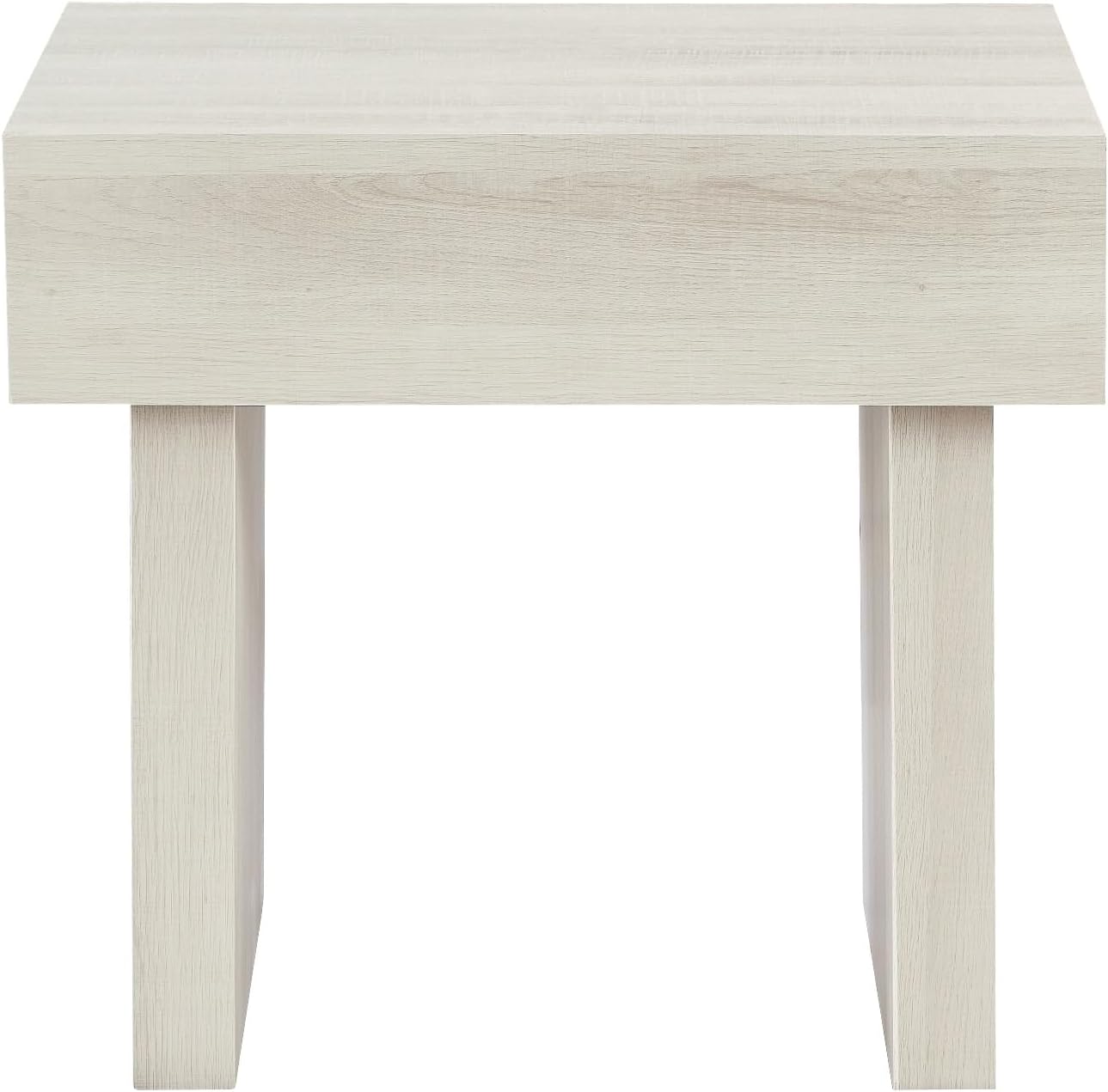 Penau Modern Accent End Table, Contemporary Rectangular Side Table with MDF Wood-Grain Veneer, Bold Block Legs, Smooth Top for Living Room Bedroom Office, White, 23.5 x 22 x 23 Inchs