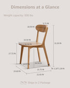 Solid Wood Dining Chairs Set of 6, Curved Back Wooden Dining Room Chairs, Armless Kitchen Chairs for Dining Room, Oak Side Chairs for Everyday Use