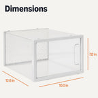 Amazon Basics Stackable and Foldable Clear Shoe Storage Organizer Box, Large, 12-Pack