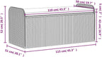 Outdoor Patio Storage Bench with Cushion Gray 45.3"x20.1"x20.5" PE Rattan Weather-Resistant Seat for Garden Yard Porch Deck Relax