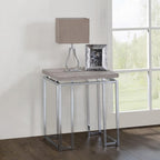 End Table Natural Oak Living1pc Chrome Frame Side Table