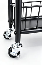 10in Slim Storage Cart, Metal 6-Tier Narrow Rolling Shelf, Sturdy Slim Storage with Hooks Ideal for Kitchen, Bathroom, and Laundry Room (10in White)