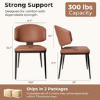 Dining Chairs Set of 4, Modern Armless Faux Leather Kitchen Chairs with Curved Back, Easy to Assemble & Clean for Dining Rooms, Cafes, Restaurants, and Small Spaces, Brown