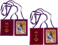 VILLAGE GIFT IMPORTERS Pack of Two Marie Julie Jahenny Purple Scapular | Benediction and Protection Scapular on Knotted Cord | Wear or Display in the Home | Includes Prayer Card