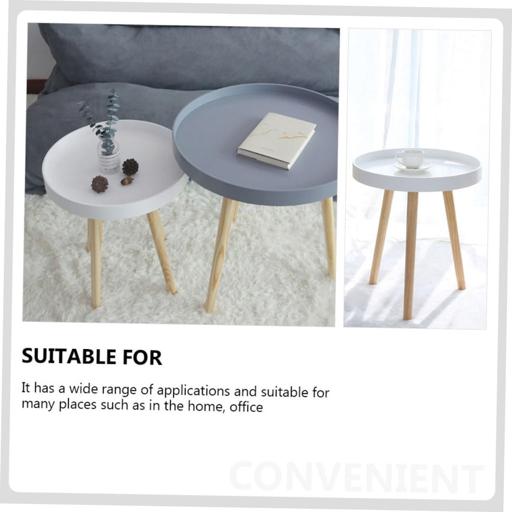 Totority Modern Mini Round Household Sofa Side Table White Small Nordic Style Round Accent Table for Living Room and Bedroom