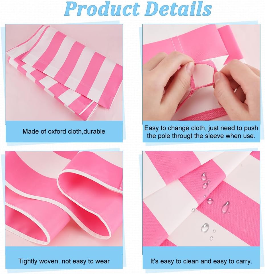 AHANDMAKER Beach Sling Chair Replacement Canvas, Pink and White Stripes Lounge Chair Replacement Canvas Casual Sling Fabric for Sunbathing Garden Beach (44.88x17.12inch) Only Replacement Fabric