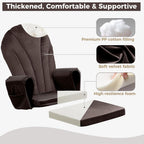 ANMINY 5pcs Glider Rocker Replacement Cushions Set with Ottoman Cushion, 3.5Inch Thickened Velvet Glider Rocking Chair Cushions with 29 inch High Backrest & Side Pockets for Indoor Nursery, Brown