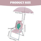 Kids Beach Chair with Umbrella, Foldable & Detachable Portable Oxford Cloth Cute Kids Beach Chair with Canopy for Outdoor Summer, Cactus