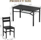 Hooseng Dining Table Set for 4, Wood Kitchen Table Chairs Set with Storage, Farmhouse 5 Piece Dining Room Table Set, Space-Saving Dinette Set for Breakfast Nook, Apartment (Black)