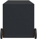 Garden Storage Box with Wheels 74.8 Gal Black Poly Rattan Resin Wicker Outdoor Patio Cushion Container Chest Weather Resistant for Backyard Deck