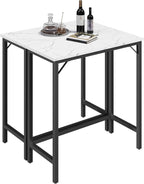 MAHANCRIS Narrow Bar Table, 63-Inch Pub Table for Dining Room, Counter Bar Tables with Sturdy Metal Frame, Connectable Bar Table, Multifunctional Console Table, Marble and Black BTHM1601