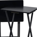 PJ Wood 2-Pack Folding TV Tray Set, Black - Collapsible Portable Snack Serving Tables, Home Furniture for Living Room, Bedroom, and Kitchen
