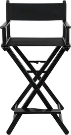 30'' Aluminum Tall Directors Chair, Portable Makeup Chair for Makeup Artist, Makeup Chair Teachers Chair Only 10.15LB, Black