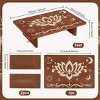 PH PandaHall Altar Table, 11.8"x7.8" Rectangle Wooden Meditation Table Engraved Flower Star Moon Patterns Wiccan Tables for Room Engraved Mystic Decor Witchcraft Supplies Buddhist Alter