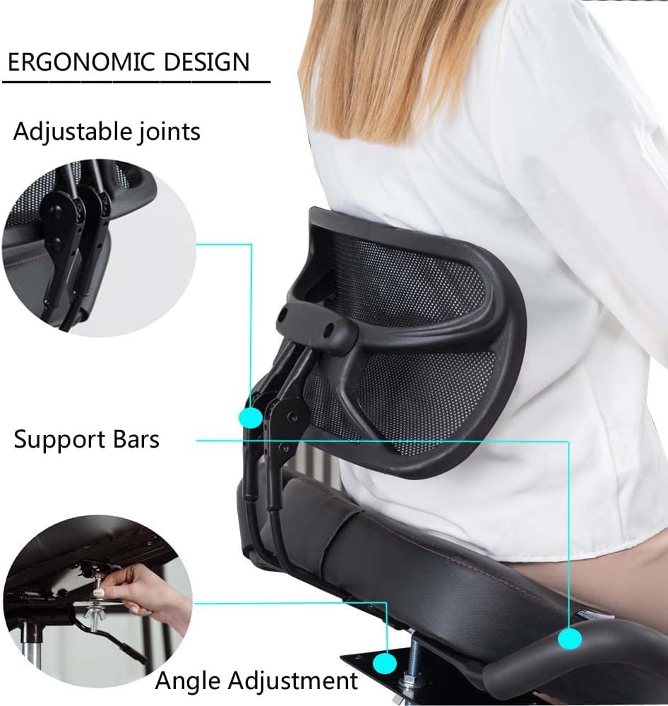 Ergonomic Kneeling Chair with Back Support and Wheels, Adjustable Balance Chair for Office and Home, Black