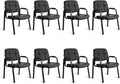 CLATINA Ergonomic Guest Chair, Bonded Leather Office Reception Chair with Padded Armrest, Lobby Waiting Room Chair for Conference Room, Church, School & Office, Black, 8 Pack