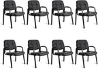 CLATINA Ergonomic Guest Chair, Bonded Leather Office Reception Chair with Padded Armrest, Lobby Waiting Room Chair for Conference Room, Church, School & Office, Black, 8 Pack