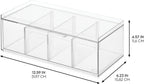 iDesign XL Tea Bag Organizer for Counter, 4-Section Clear Stackable Tea Storage Drawer for Cabinet, 2-Pack