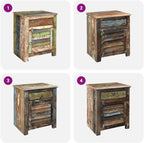 Antique Reclaimed Wood End Table with 1 Drawer and 1 Door, Rustic Nightstand for Living Room or Bedroom, Handmade Storage Cabinet with Vintage Style
