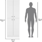 71" Tall Pantry with 4 Doors & 5 Adjustable Shelves - White - Ideal for Kitchen Storage & Laundry Room Organization