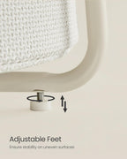VASAGLE LILEA Collection - Small Round Side End Table, Modern Nightstand with Fabric Basket, for Living Room, Bedroom, Set of 2, Cream White ULET225LL01S
