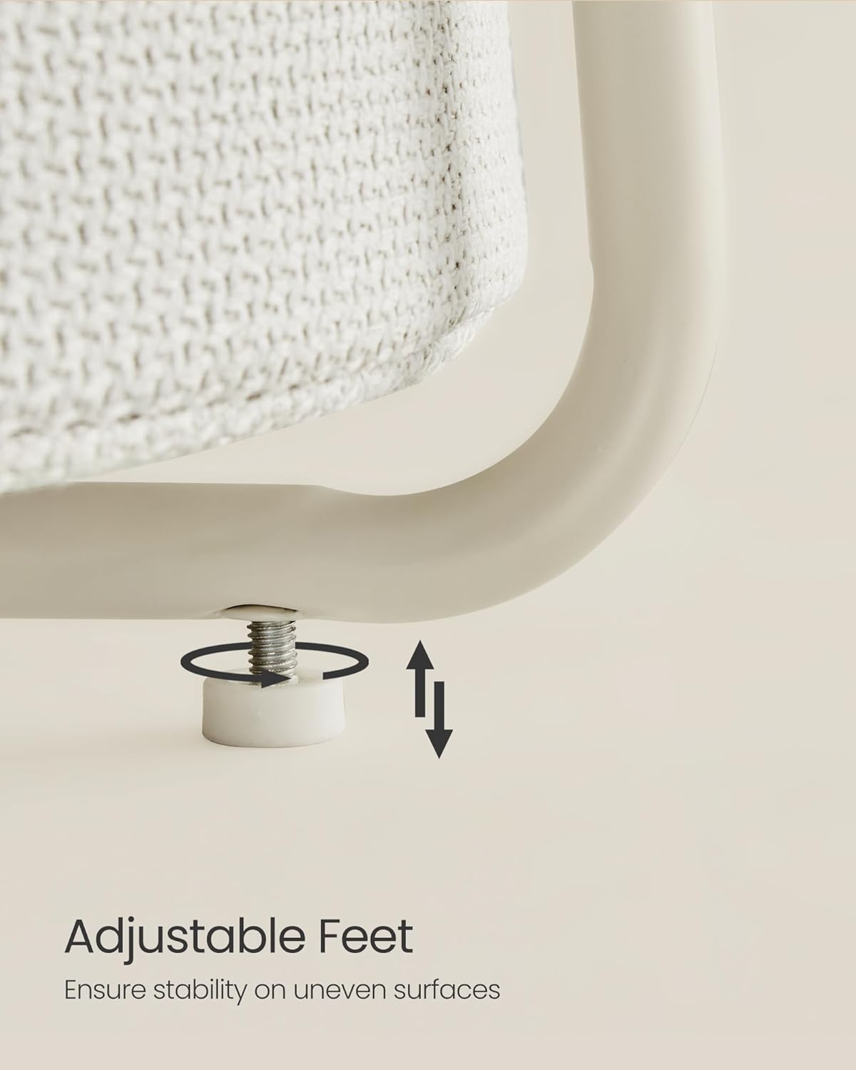 VASAGLE LILEA Collection - Small Round Side End Table, Modern Nightstand with Fabric Basket, for Living Room, Bedroom, Set of 2, Cream White ULET225LL01S