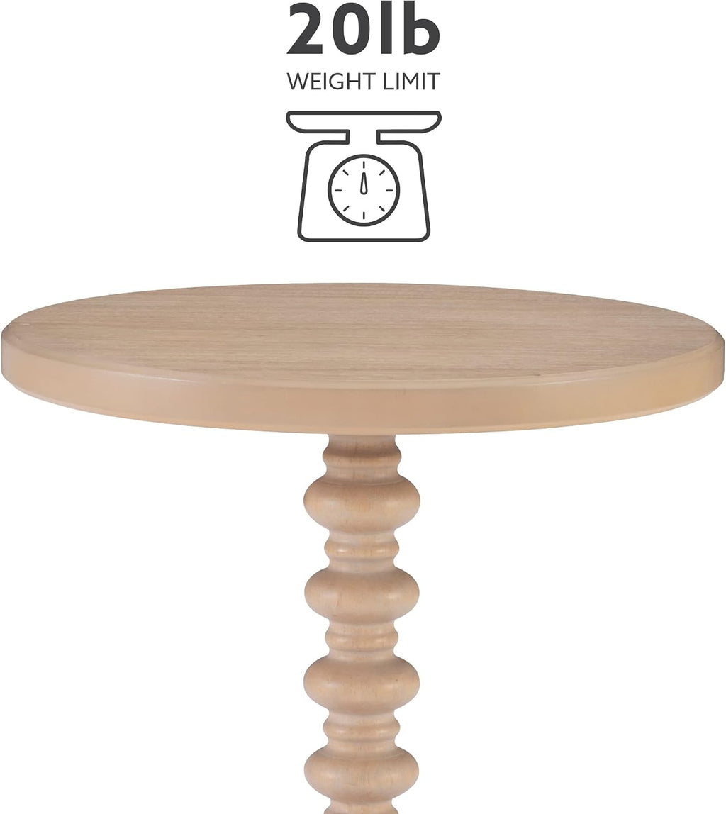 Powell Tarkin Round Natural Wood Turned Spindle Pedestal Side Accent Table