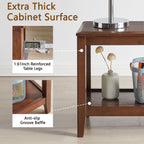 Solid Wood End Table with Storage Shelf, 2-Tier Rustic Side Table for Living Room, Walnut Rubber Wood Sofa Table, Small Space Nightstand or Indoor Plant Stand