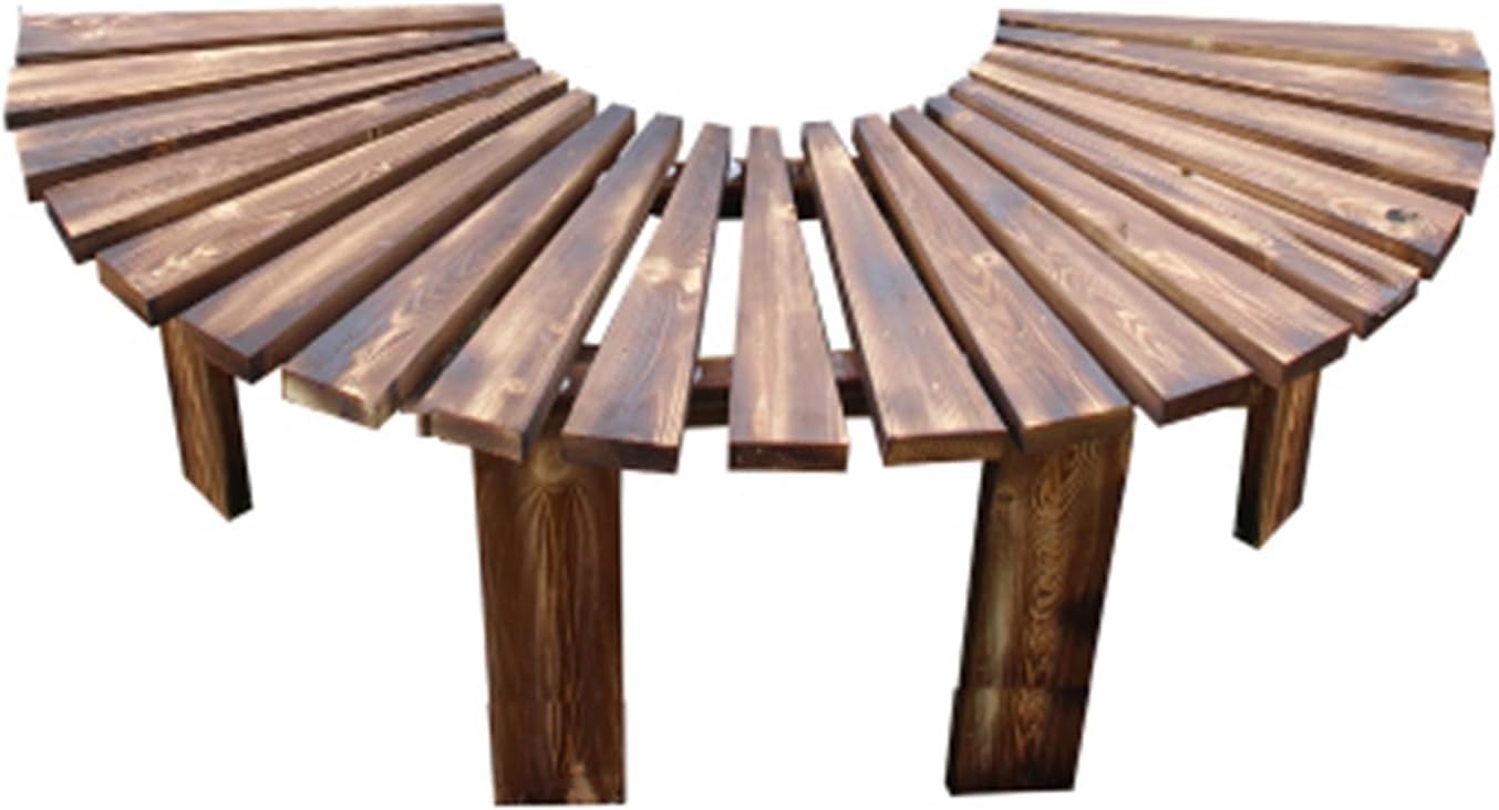 Wooden Curved Benches,Garden Tree Bench Wrap Around Wooden Benches Seater,for Garden,Lawn,Patio,Backyard(Color1)