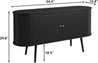 Furniouse 54.4''W Buffet Cabinet with Storage Fluted Sideboard Cabinet with Doors & 4 Shelf Storage for Living Room, Hallway, Kitchen, Black