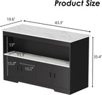 PAKASEPT 43'' Modern Kitchen Island with Storage,Imitation Marble Island Table with LED Lights & Cabinet for Kitchen, Dining Table for 4,Dining Room,Living Room,Home Bar,Black