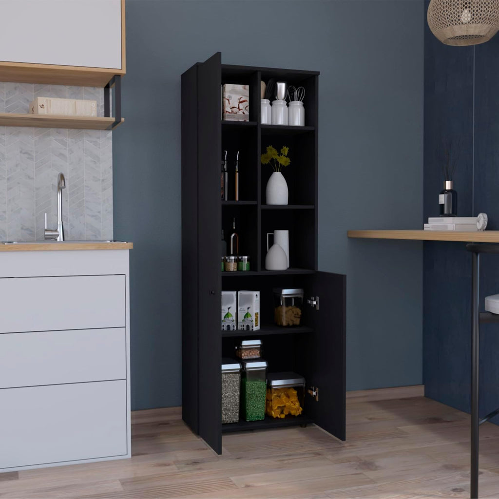 67-Inch Kitchen Pantry - Spacious Storage Cabinet with 3 Doors and 3 Exterior Shelves