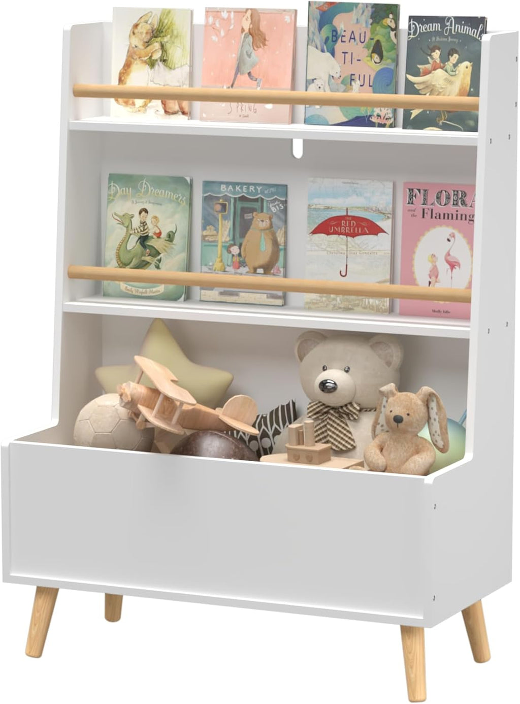 Bookshelf, Book and Magazine Rack, Book Organizer, Toy Storage Cabinet Organizer, White
