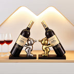 Decorative Wine Bottle Holder Stand, Gold and Silver Bear Figurines, 8.5 x 4 x 6.3 Inches, Set of 2,small wine rack,wine racks countertop,wine decor,gold wine rack,gift for wine lover,liquor display.