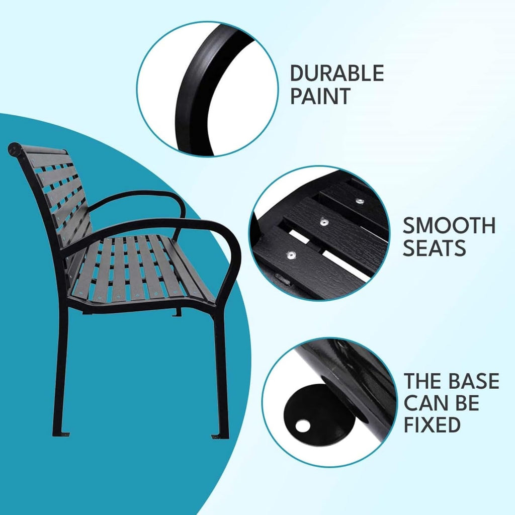 45.7in. Patio Bench Black Steel
